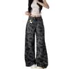 Fashionable Comfortable Plus Size Vintage Camouflage Work Jeans Female Autumn High Waist Loose Thin Wide Leg Trousers Jeans for Women Long Denim Pants