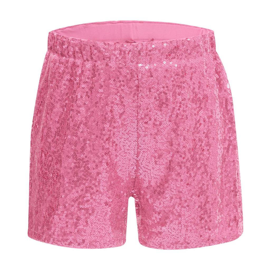 Girls Sequined Dance Shorts Elastic Waist Shiny Sequins Jazz Performance Cheerleading Competition Bottom