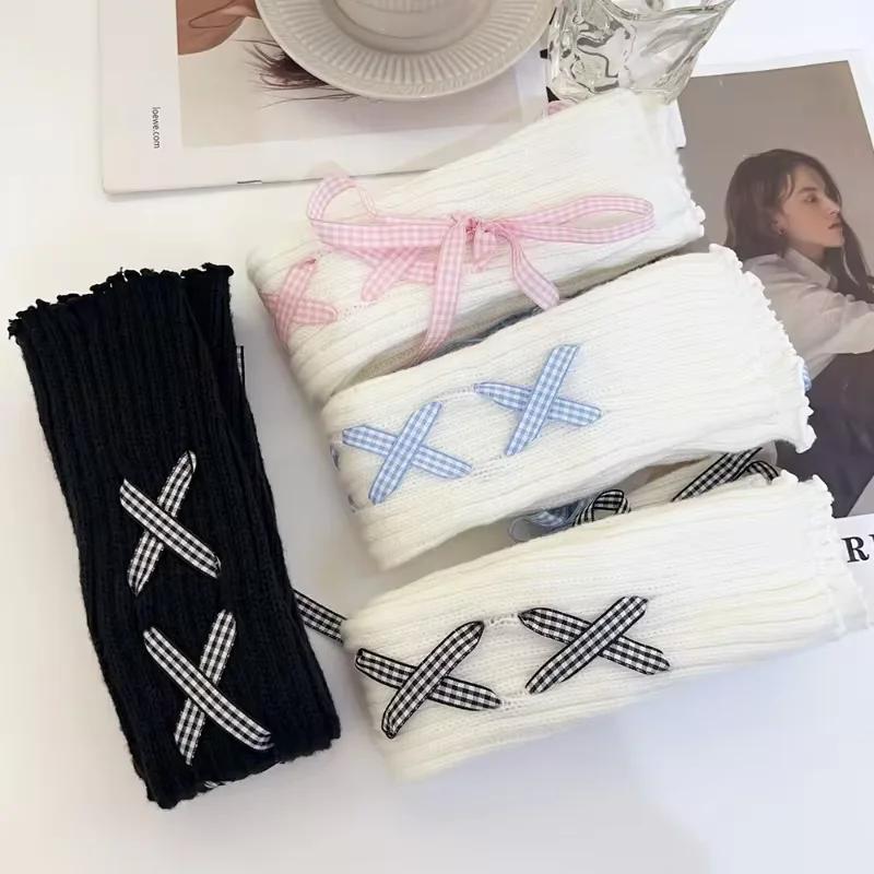 Y2K Women's Leg Warmers Japanese Lolita Long Socks Wool Knitted Foot Cover Arm Warmer Autumn Winter Crochet Heap Sock Boot Cuffs