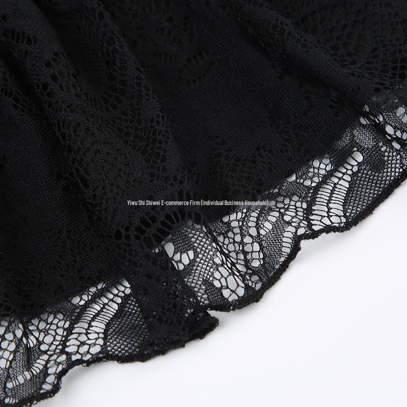Dark Lace Patchwork Bowknot Ballet A-Line Micro Mini Skirt