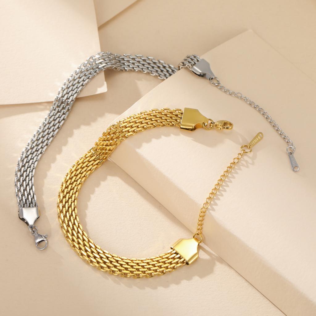 Cazador Trendy Mesh Chain Women's Bracelet Stainless Steel Gold Plated Waterproof Bracelets Party Birthday Gifts Wholesale New