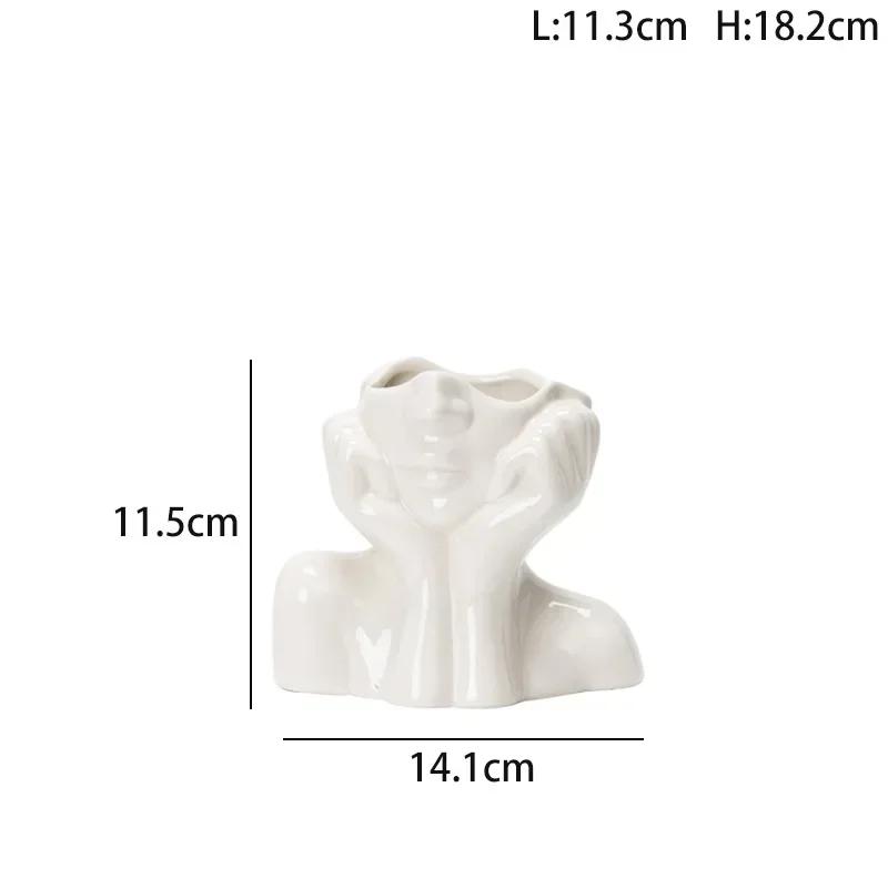 

Nordic Style Home Decor Abstract Creative Face Decorative Vases Ceramic Table Decoration Accessories Makeup Brush Storage Gift