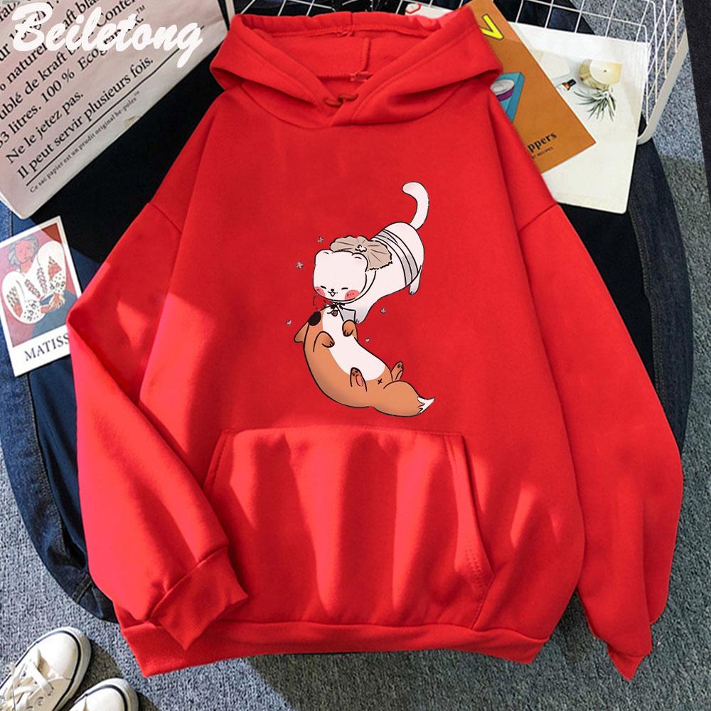 TGCF Fox and Ferret Hoodies Tian Guan Ci Fu Kawaii Print Hoodie Harajuku Aesthetic Man Women Winter Sweatshirts