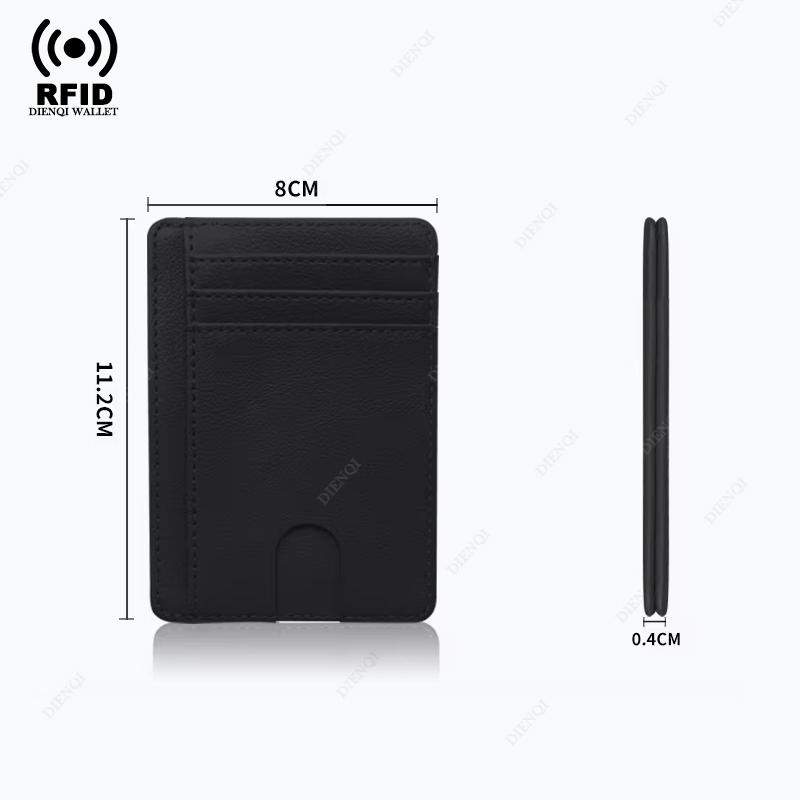 Ultra Thin Credit Card Holder Pu Leather Slim Wallet RFID Blocking Carbon Fiber Minimalist Cardholder Smart Wallets for Men