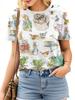 Women's Tee - Whimsical Garden Animal Pattern Graphic, Classic Storybook Critter Design for Casual Daily Wear