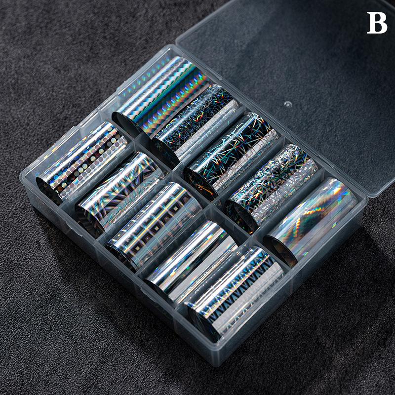 6/10 Rolls Laser Starry Sky Transfer Foils Aurora Glass Paper Foil Nail Sticker For Gel & Cat Eye Polish Transfer Decals Diy Nai
