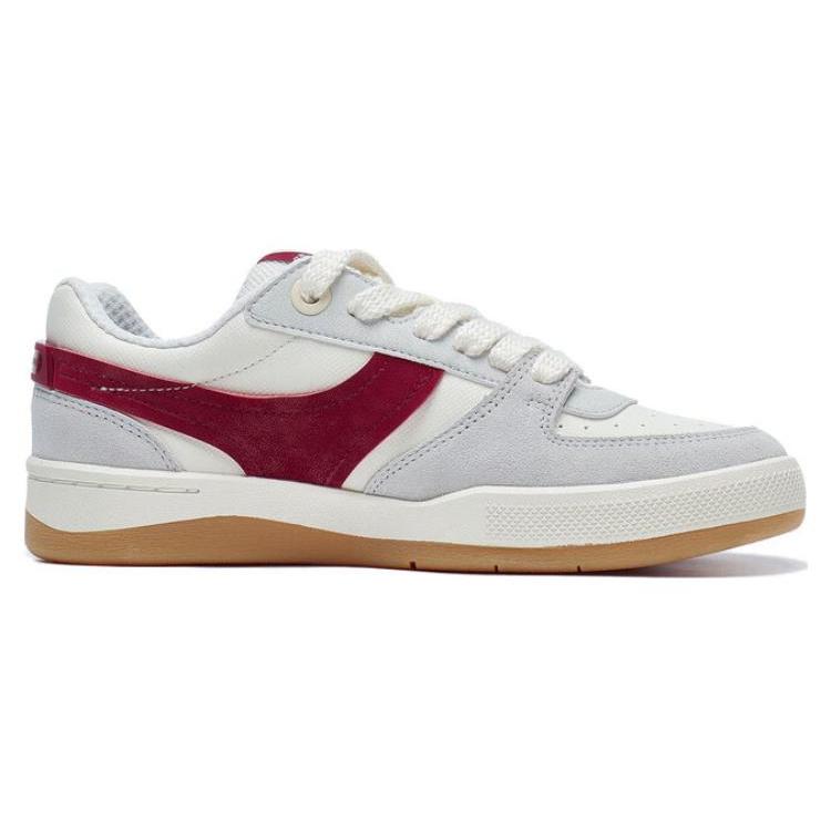 New LiNing Honor 92S Cushioning Wear Resistant Low Top Skateboard Shoes Women's White Gray Red AEPT004-1