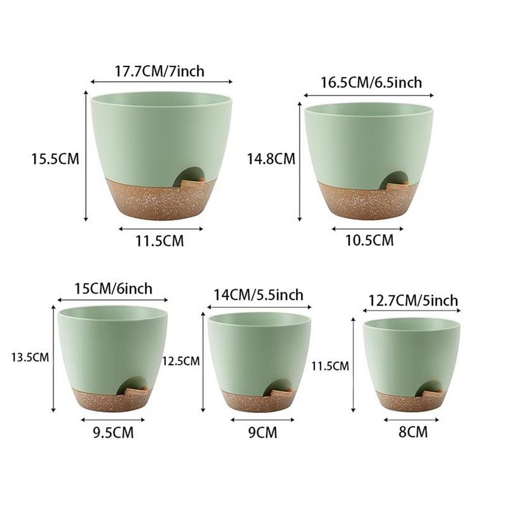 5pcs Self Watering Pots For Indoor Plants With Drainage Hole Trays And Water Storage Tanks Self-absorbing Flower Pot For plants
