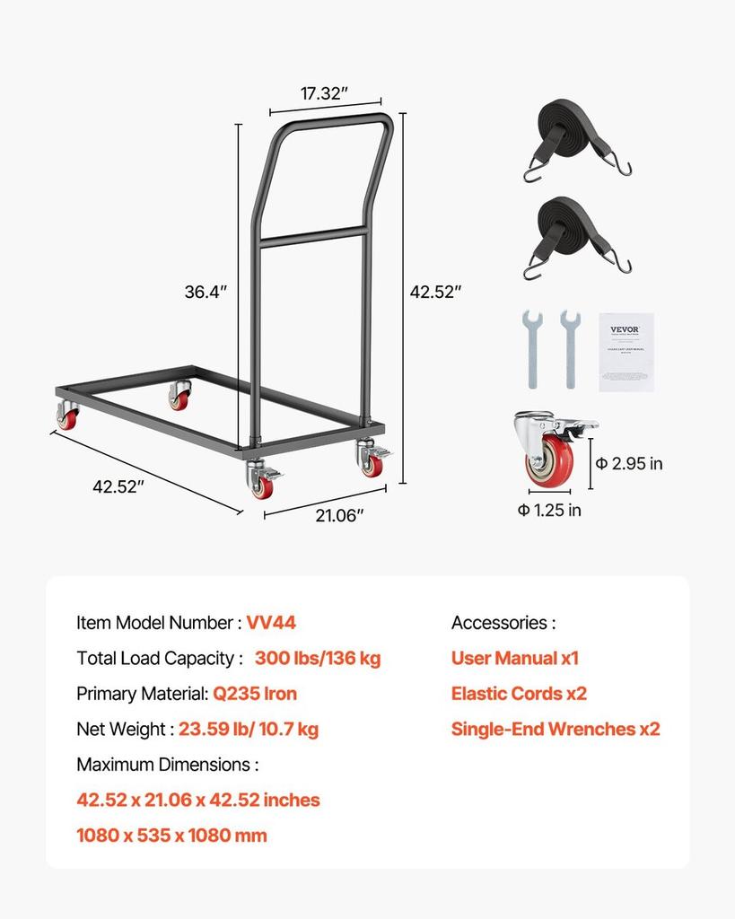 Folding Chair Rack Cart for 25 Chairs of 300 LBS L-shape Vertical