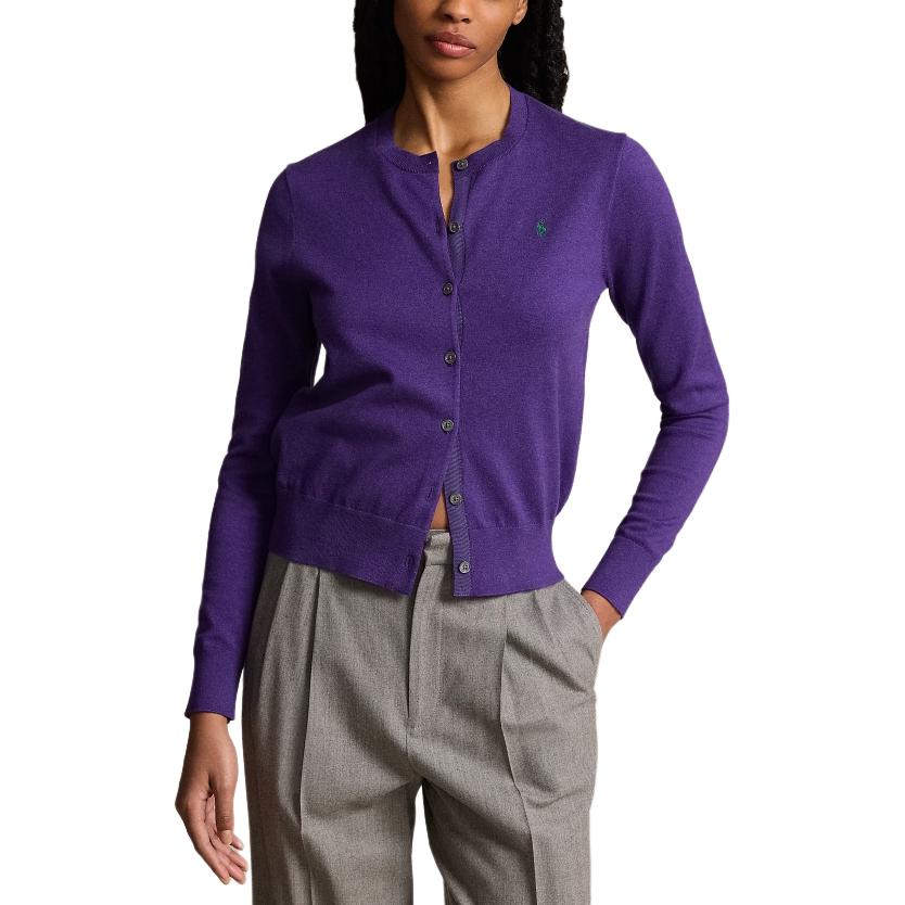 Polo Ralph Lauren FW24 Solid Color Logo Embroidered Single-Breasted Long Sleeve Knit Sweater Women Sweater Purple WMPOSWENDW20295-500