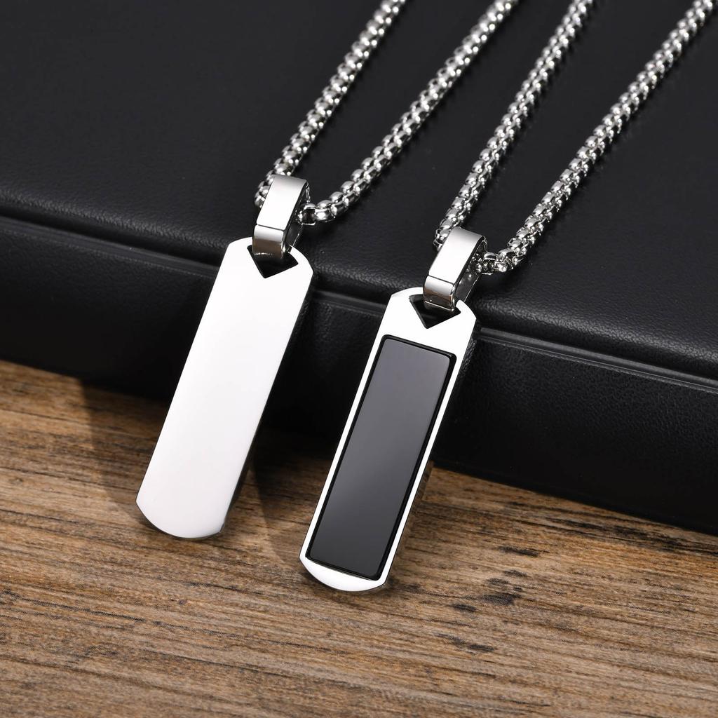 Men's Fashion Necklace with Lapis Lazuli Agate Drip Stainless Steel Chain Pendant and Charms for Men and Women