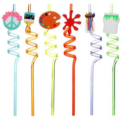 8Pcs Cartoon Animal Shaped Spiral Plastic Straws Party Gifts Reusable Children's Straws Home Kids Birthday Party Supplies