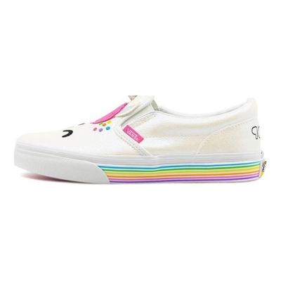 Slip-On Leder Freizeit Low-Top Skateschuhe Damen Sneaker Weiß Mehrfarbig VN0A54EX2JQ