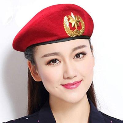 High Men Women Wool Felt Berets Metal Badge Decor Sailors Dance Performance Hat Trilby Military Fans Army Cap Adjustable 