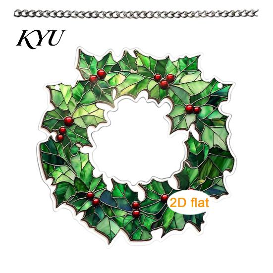 Christmas Tree Accessories Acrylic Garland Pendant, Double-sided Wreath Hanging Ornament, Lightweight Ornaments Decor with Lanyard for Holiday