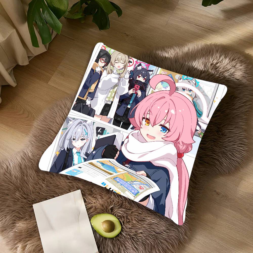 Kawaii Girl Cool Game Blue Archive Cushion Cover Decor Home Throw Pillow Covers For Couch Camping Pillow Cover Decorations