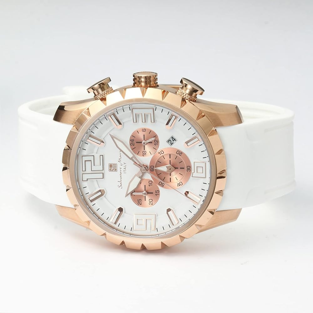 Salvatore Marra Men's Chronograph Analog Quartz Watch White PGWH with Cross Accessory