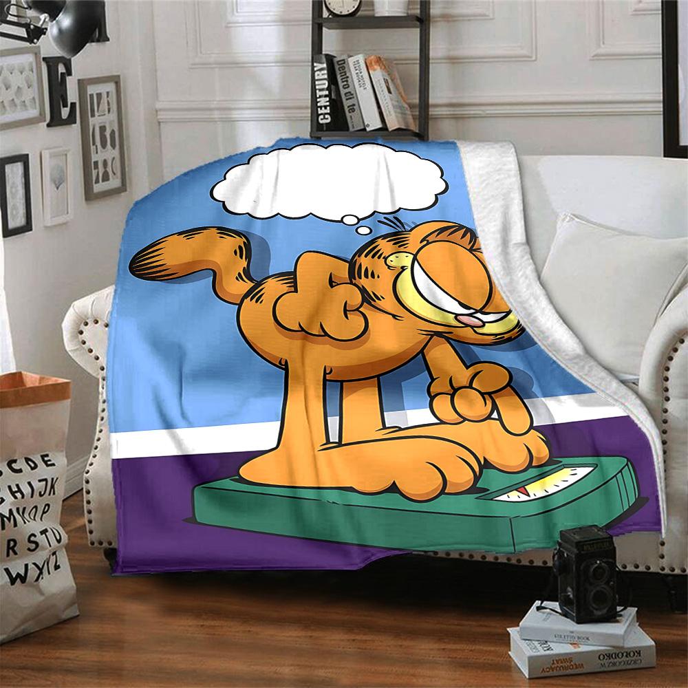 Garfield Scale Flannel Blanket Super Soft Warm Cozy Blanket For Sofa Bed Office Travel Allseason Home Decor Gift