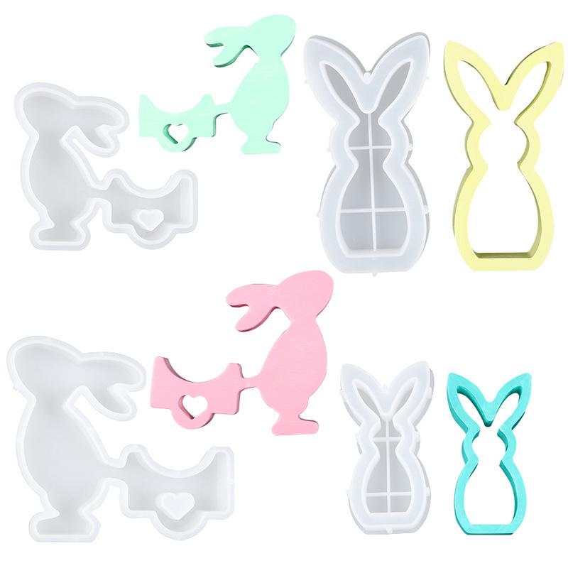 Easter Bunny Candle Holder Silicone Mold for DIY Indoor Decorations