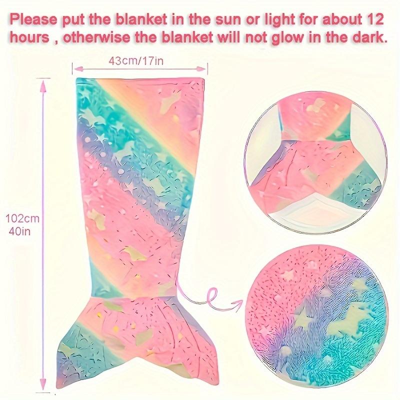 Glow-in-the-Dark Mermaid Starry Night Sleeping Bag - Soft Flannel Rainbow Blanket for Cozy Bedtime Comfort