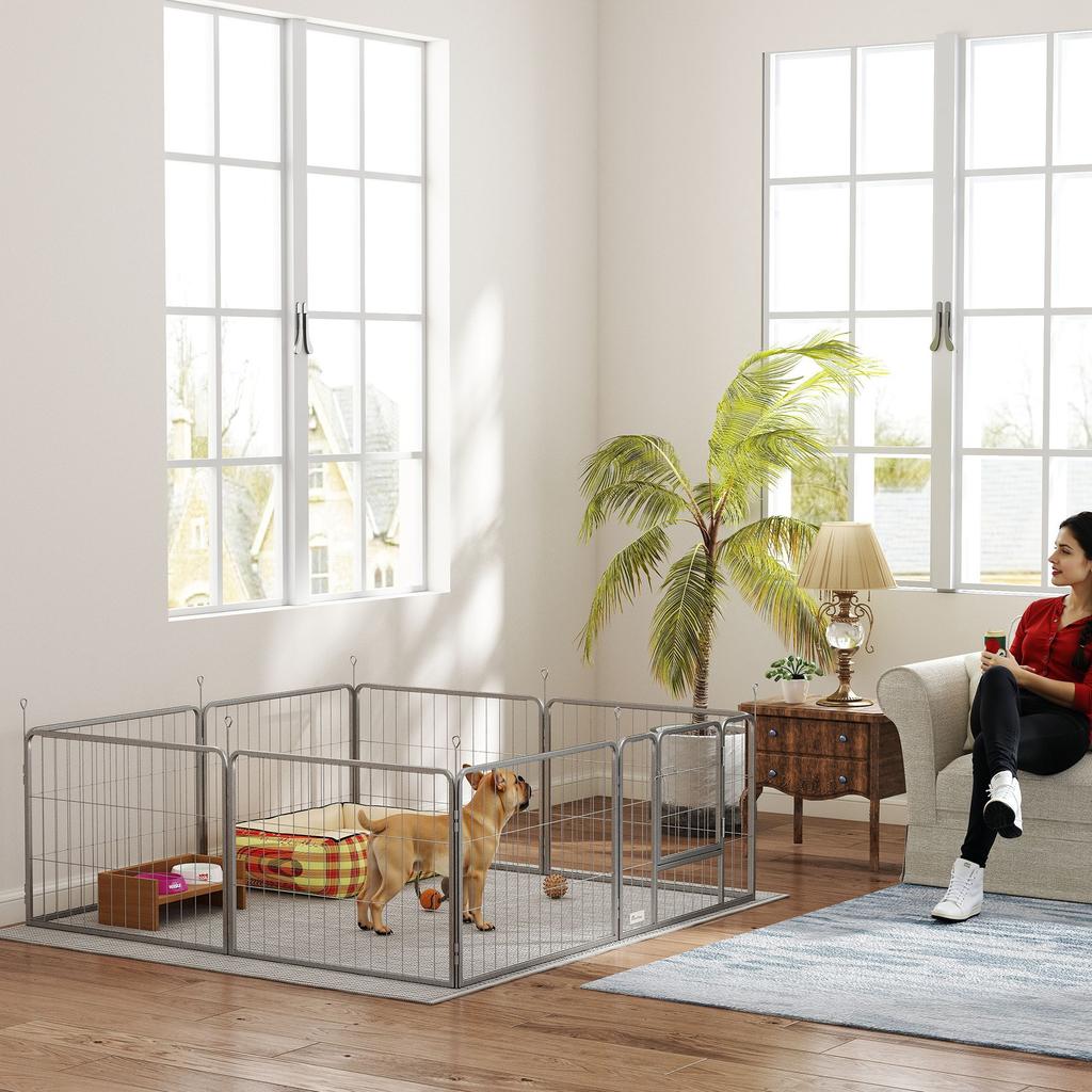 Pet Enclosure, Dog Fence, Pet Playpen, Flexibly Adjustable, Stainless Steel