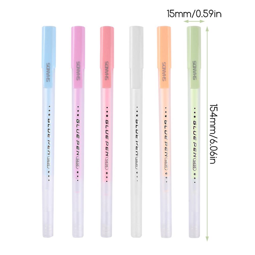 6pcs Candy Color Glue Pen,Handbook Dispensing Pen,Quick-Drying Dot Gule Stick DIY High Viscosity Glue School Office Supplies