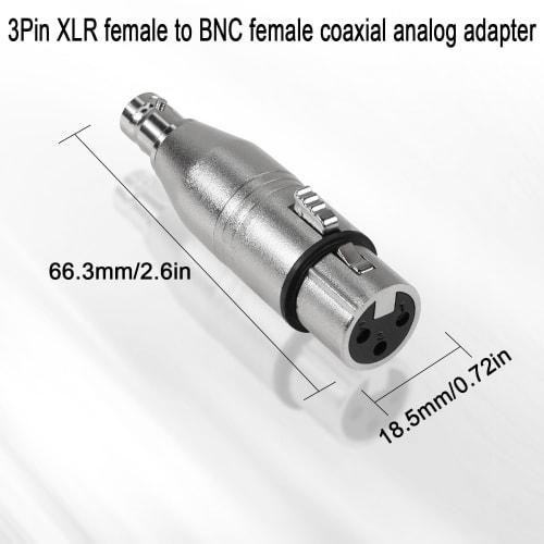 QIANRENON XLR To BNC Adapter - 3-Pin XLR Female To BNC Female Coaxial Analog Video Connector, Extended Conversion for RF, Audio, Camera, Microphone, M