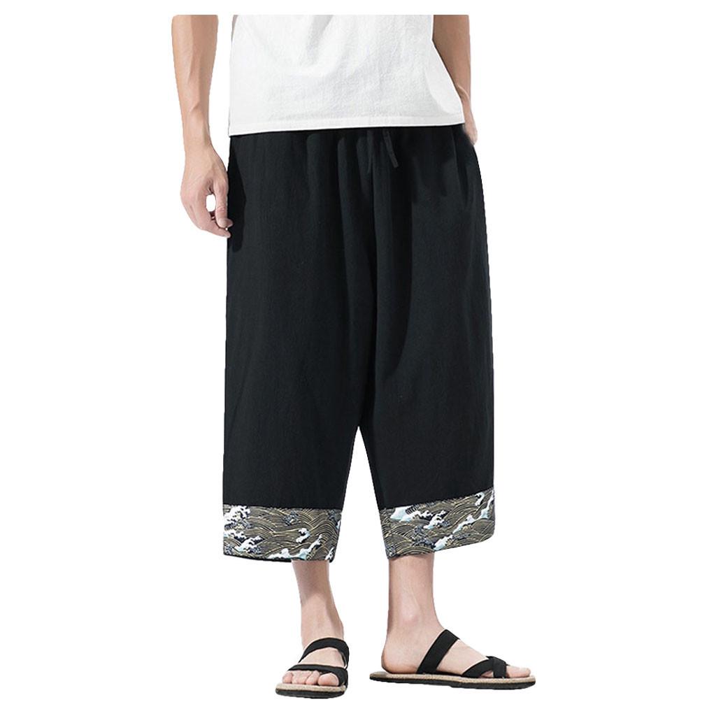 

(SU)Летние мужские повседневные брюки Брюки для бега Брюки для фитнеса Льняные свободные брюки