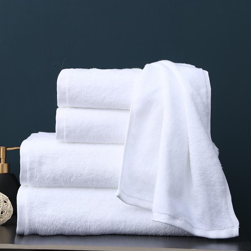 Five-Star Hotel Quality Pure Cotton Bath Towel Thickened Oversized Solid White Color Knitted Washcloths for Swimming Bathing