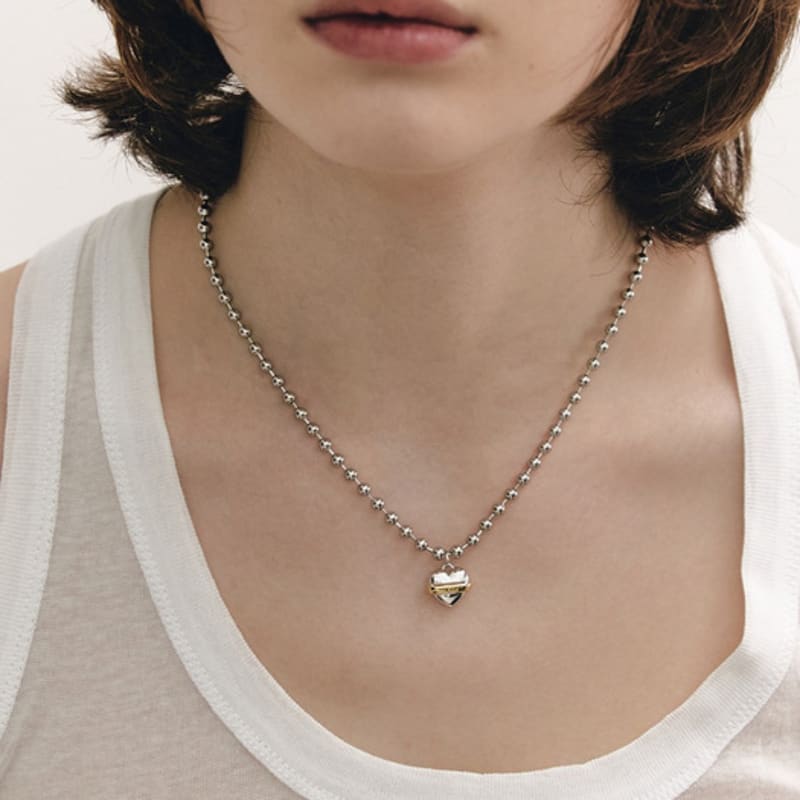 By Hyeres Heart Dessert Macaroon Ball Chain Necklace (Combi) BH6N30653CB420