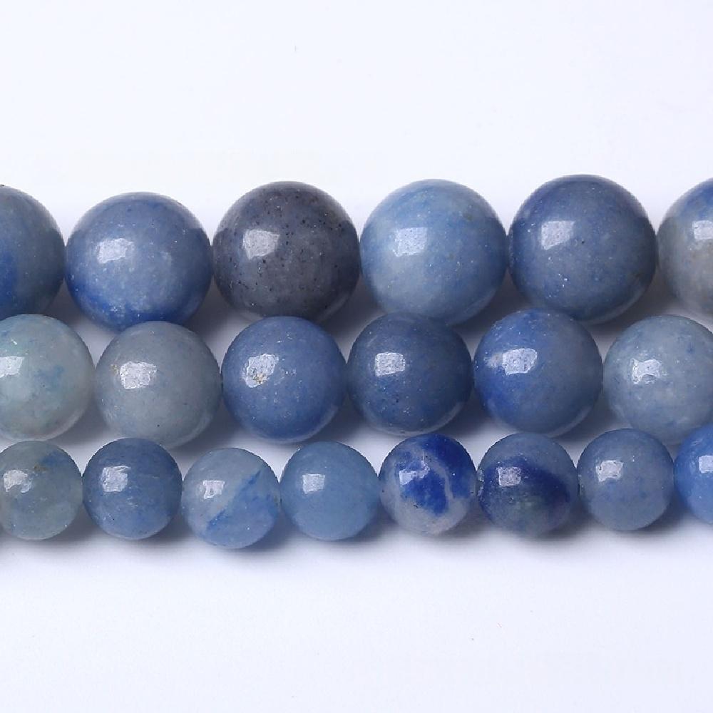 Blue Aventurine Stone Natural Round Beads 15"Strand Smooth Loose Spacer Beads 4/6/8/10/12mm for Jewelry Making DIY Bracelets Accessories