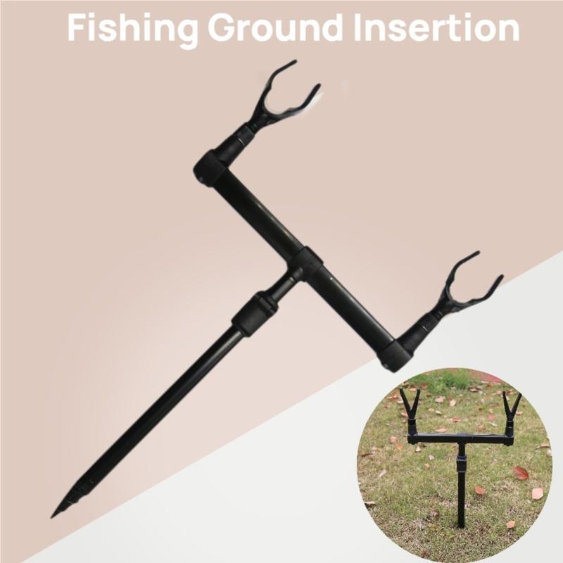 Rod Stand Rack Fixing Bracket with Ground Stake Aluminum Fishing Rod Holder Detachable Fishing Rod Rack Fishing Gear