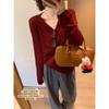 Casual Temperament Collar Loose Long-sleeved Knitted Sweater Women's Autumn New Thin Light Professional Style Inner Top