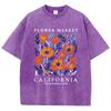 Bloemenmarkt Californië Prints Gewassen T-shirts Dames Katoenen Tops Comfortabele Ronde Hals Oversized T-shirts Mode Dameskleding