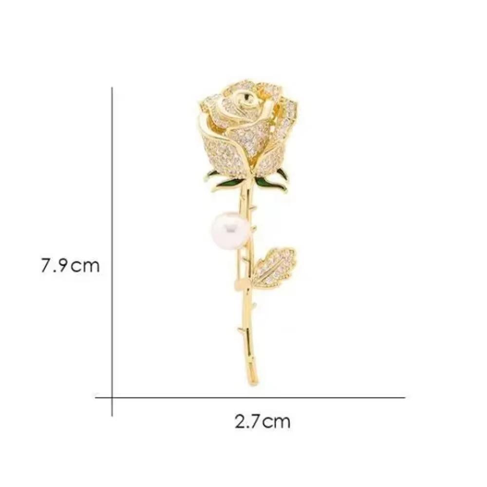 Elegant Rose Brooch with Pearl Accent and Rhinestone Embellishments for Coat Suit Jacket Accessory Fashion Jewelry Pin