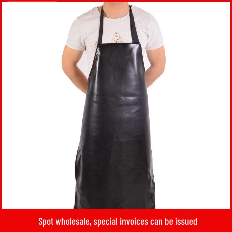 Waterproof Oil-Proof PU Leather Apron for Kitchen, Work, and Cutting with Wear-Resistant Labor Protection.