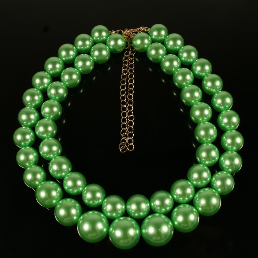 Necklace imitation pearl necklace European and American necklace trend hip-hop accessories set two-piece supply
