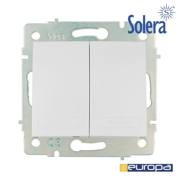 Interrupteur - GREENICE - Europa Solera - 10A - Double Bouton - Va Et Vient