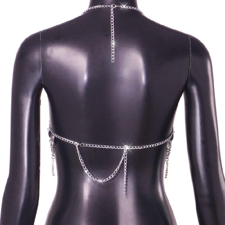 Körperkette Funkelnde Strasssteine Rock Ärmellose Crop Tops Mode Bikini Körper Schmuck Festival Party für Damen und Mädchen