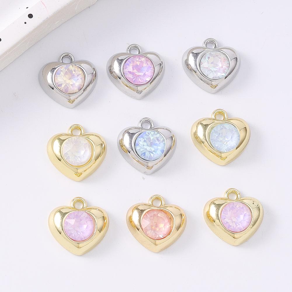 5pcs Exquistite Crystal Zircon Love Heart Charms Pendants for Making Necklace Earrings Bracelet DIY Handmade Jewelry Accessories