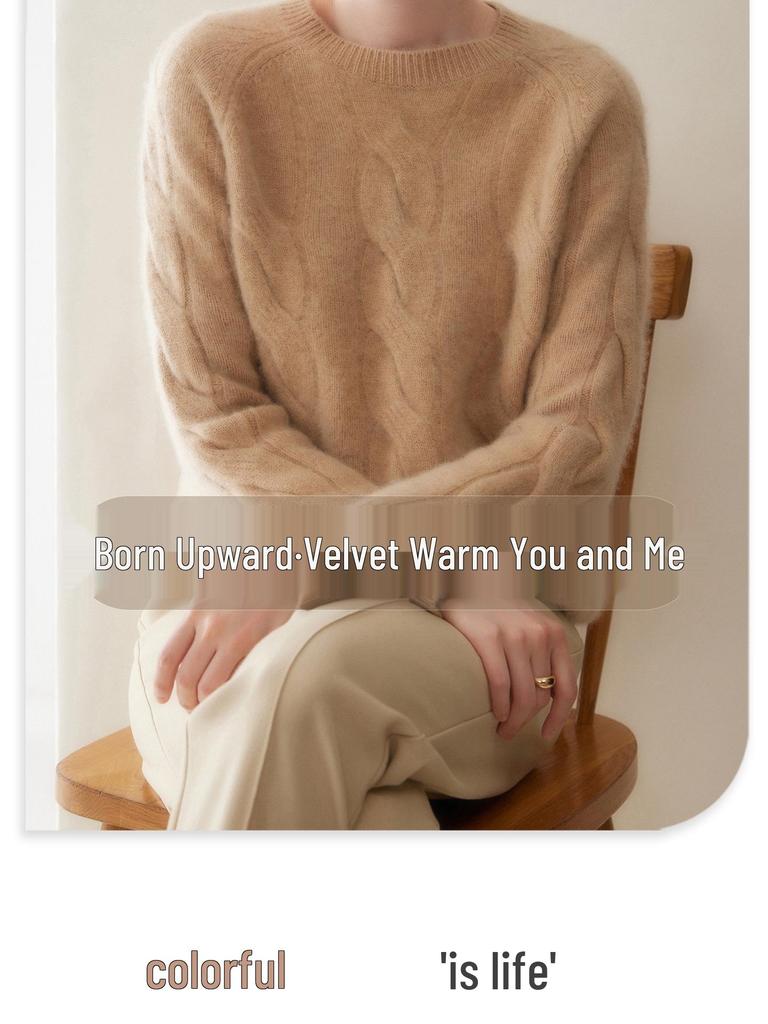 Elegant Three-Strand Thickened Wool Sweater for Women - Soft, Smooth, and Stylish Knit Pullover