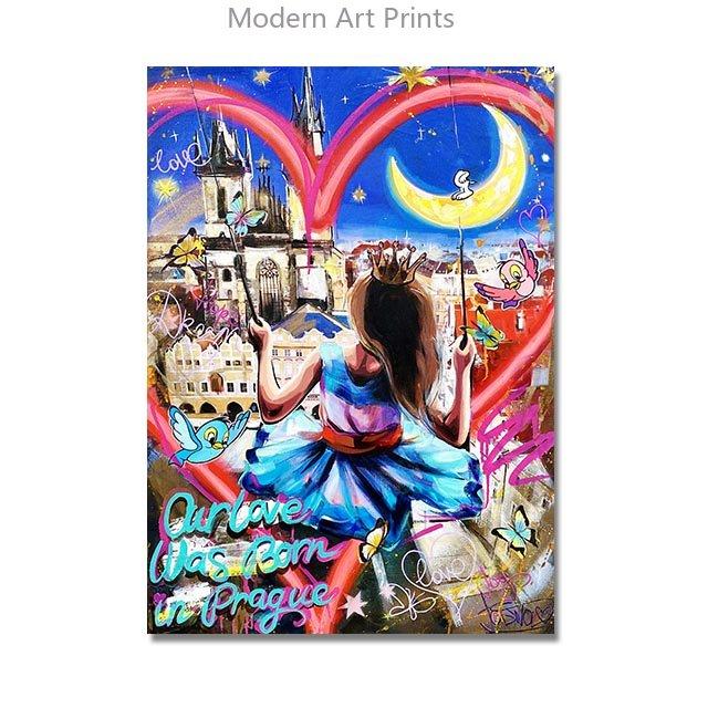 Abstract Love Theme Poster Print Canvas Painting Graffiti Pop Wall Art Hanging Picture For Living Room Modern Home Decor Unframe