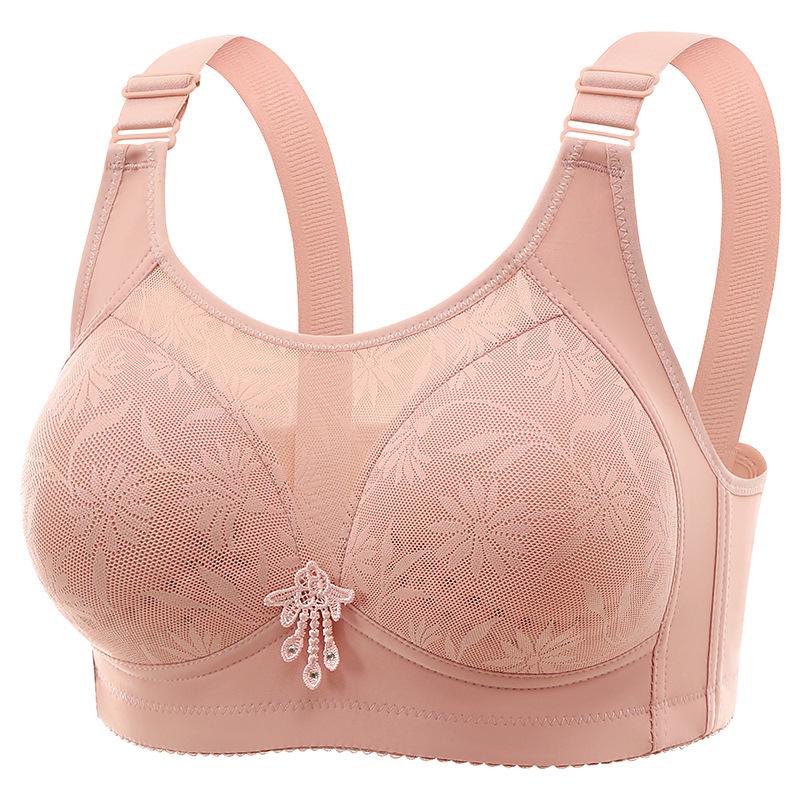 Plus Size Wireless Push-Up Bra: Beautiful Back, Side Support, Breathable Latex Cotton, Comfortable Fit
