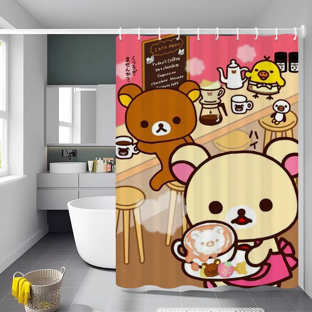Classics R-Rilakkuma-A 1Pc Shower Curtain Polyester Waterproof Shower Curtain Bathroom Partition Curtain Decoration Accessorie