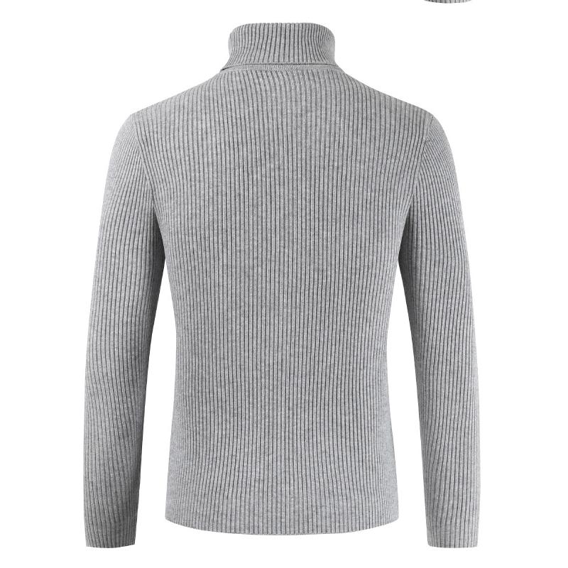 Autumn and Winter Men's High Neck Sweater Korean Version Slim Fit Youth Solid Color Pullover Bottom Knitted Jersey