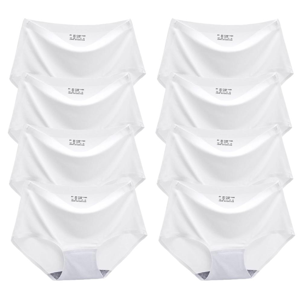 Chiloți de damă Chiloți fără cusături uni Mărimi mari Chiloți confortabili Lenjerie din satin de mătase Lenjerie de corp sănătoasă 8 buc/set