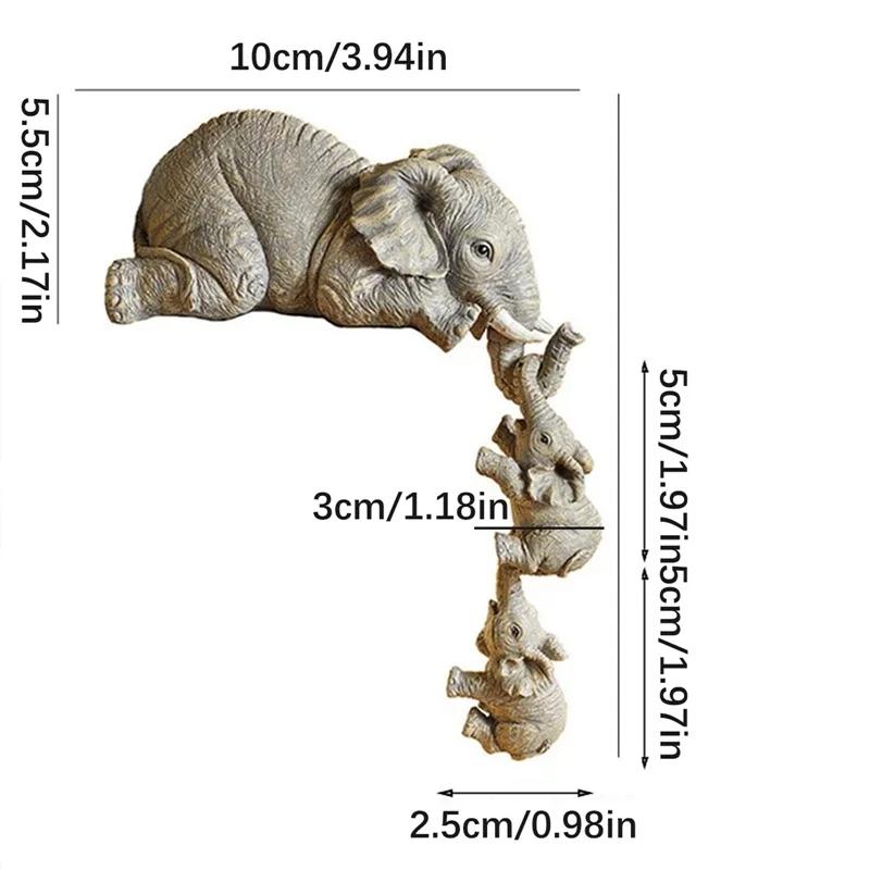 

3 шт./компл. Статуэтка Слона из Смолы, Украшения для Сада, Милые Фигурки Слона, Слон, Держащий Слоненка, Изделия Из Смолы Для Дома 1set