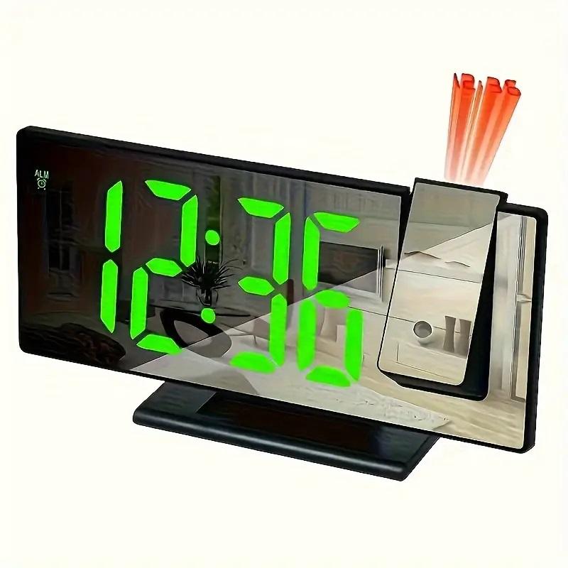 Projection Alarm Clock Multifunction Intelligent Luminous Clock Bedroom Large Screen Digital Clock 180℃ Back and Celling Projec