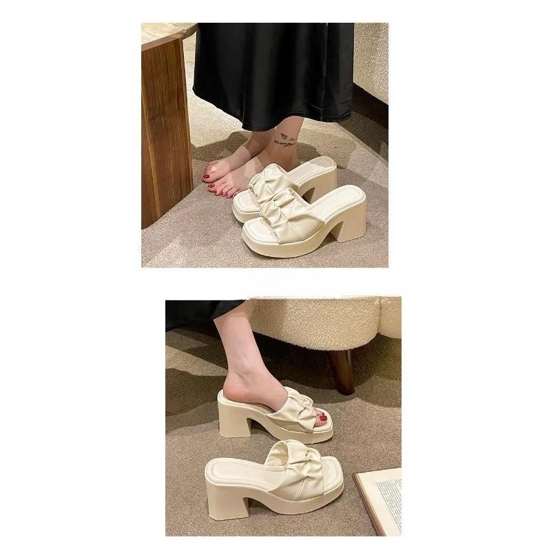 Soleist Sommerschuhe mit hohem Absatz für Damen, lässige Fischmaul-Schuhe, Damenschuhe im Angebot 2024, Mode, Neu, Quadratische Zehenpartie, Anti-Falten, Damen-Slipper
