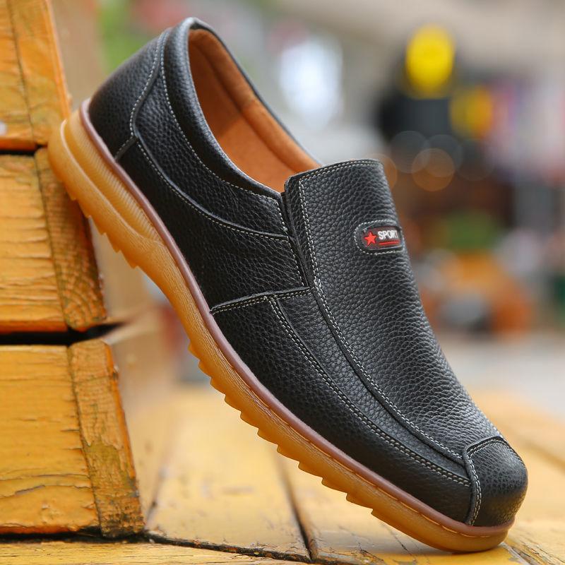 

Кожаная обувь для мужчин Осень Мужская деловая повседневная кожаная обувь Натуральная кожа с подошвой из коровьей жилы Корейская версия Мужская обувь 42